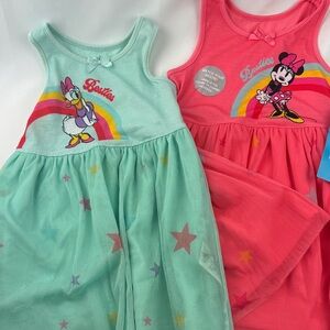 Disney Besties Girls' Dresses 3T with Daisy (Used, Mint) and Minnie (NWT, Coral)